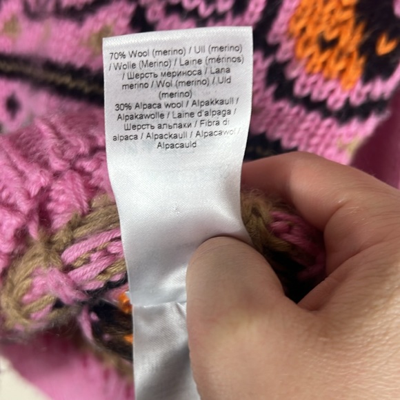 Ganni Hand Knit Pink Wool Puff Sleeve Sweater - Picture 9 of 10